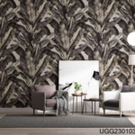 Dark Tropical Leaf Wallpaper – Luxury Botanical (UGG230103)
