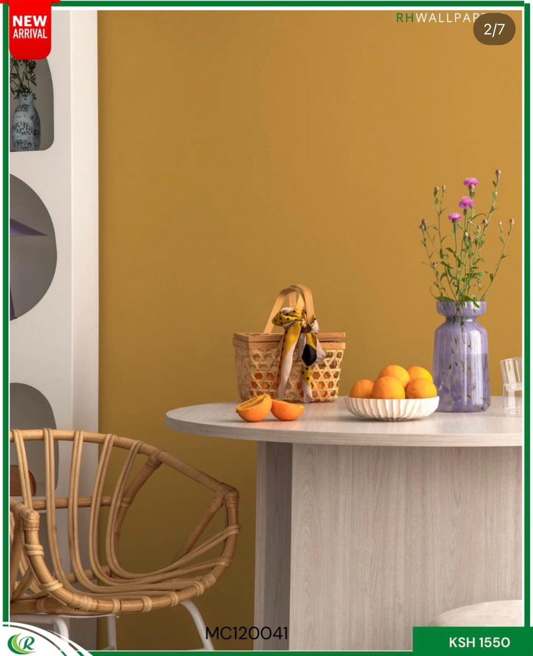 3D & Textured Wallpapers price in kenya (24) Mustard Yellow Textured Wallpaper (MC120041) - Image 1