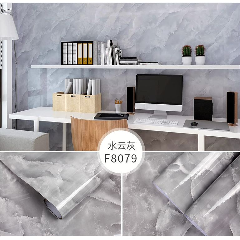 CONTACT WALLPAPERS (16) Cloud Grey Marble Contact Wallpaper (F8079) - Image 1