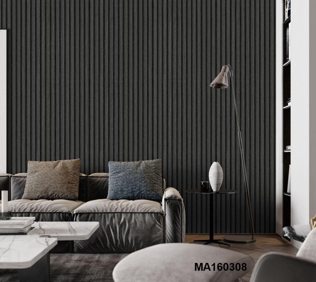 Dark Grey Fluted Panel Wallpaper (MA160308) Dark Grey Fluted Panel Wallpaper (MA160308) - Image 1