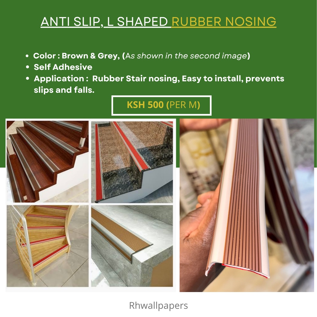RH Wallpapers Interior Accessories (3) Anti-Slip L-Shaped Rubber Stair Nosing - Image 1