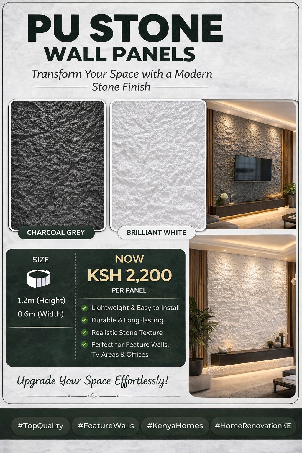 RH Wallpapers Interior Accessories (3) PU Stone Wall Panels - Image 1