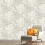 Soft Grey Tropical Leaf Wallpaper (LP264202)