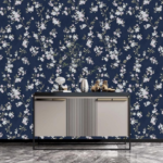Navy Blue Floral Wallpaper (LP262903)