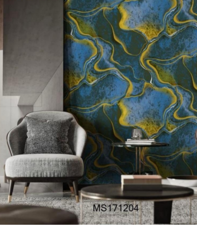 Blue Gold Abstract Marble Wallpaper (MS171204) for Sale in Nairobi Kenya - RH Wallpapers